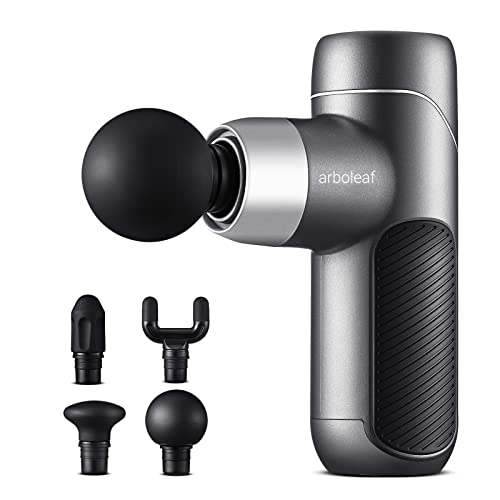 arboleaf 筋膜リリースガン ハンディガン MINI 自適応モード付き 4つのシリコンヘッド付属 5段階強力振動 筋膜リリース 筋膜ガン Type-C充電式 2000mAh*2大容量(8時間以上連続使用) 370g軽量 最速3000回/分 静音 携帯便利 収納袋&日本語取扱説明書付き プレゼント ギフト最適 日本国内サポート 一年メーカー保証